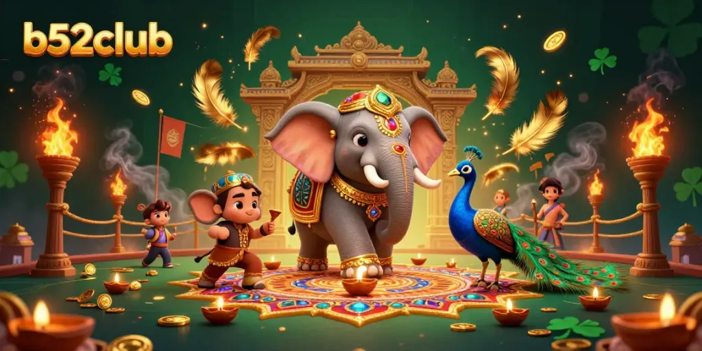Experience the excitement of b52club with colorful 3D characters, vibrant elements, and dynamic casino action.