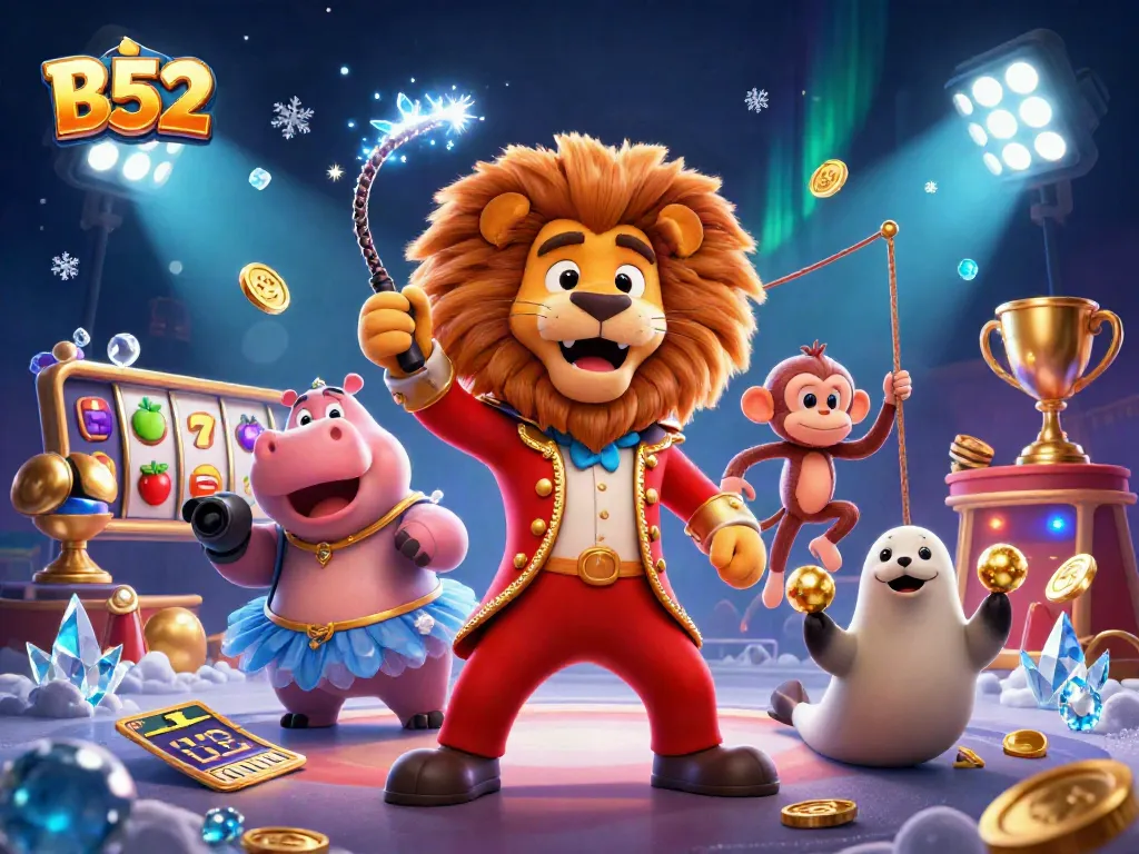 Players experience thrilling B52 action with vibrant casino characters and dynamic slot elements.
